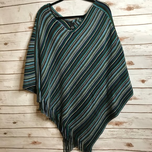 Blue Multi Hankerchief Poncho - Picture 1 of 8